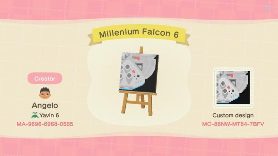 Animal Crossing Design Code: MO-86NW-MT84-7BFV Millennium Falcon 6