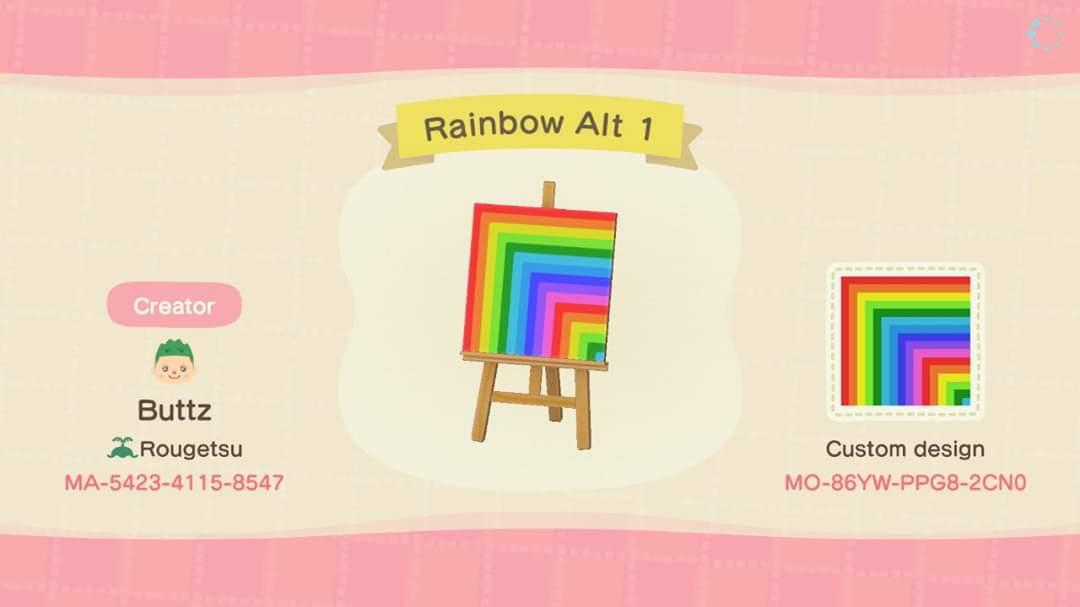 Animal Crossing Design Code: MO-86YW-PPG8-2CN0 Rainbow Alt 1