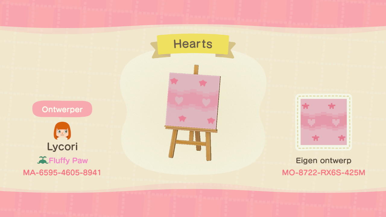 Animal Crossing Design Code: MO-8722-RX6S-425M Hearts