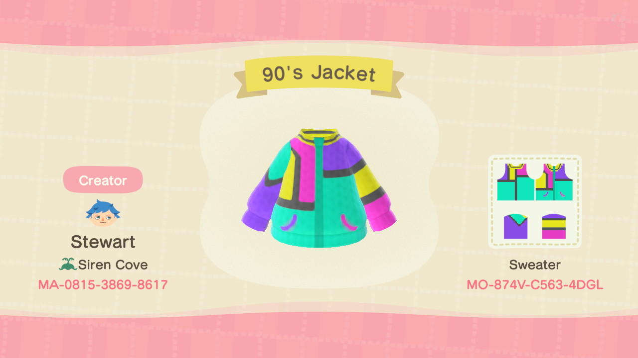 Animal Crossing Design Code: MO-874V-C563-4DGL 90's Jacket