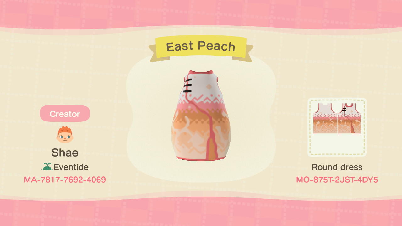 Animal Crossing Design Code: MO-875T-2JST-4DY5 East Peach