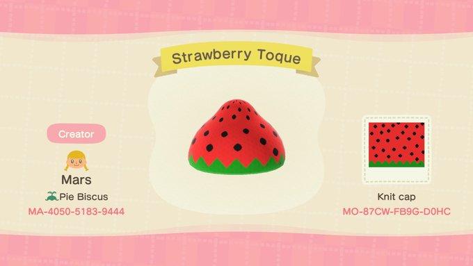 Animal Crossing Design Code: MO-87CW-FB9G-D0HC Strawberry Toque