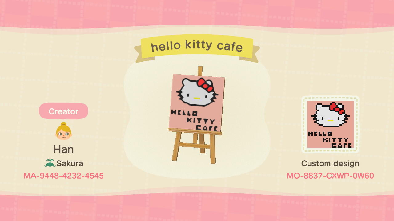 Animal Crossing Design Code: MO-8837-CXWP-0W60 hello kitty cafe