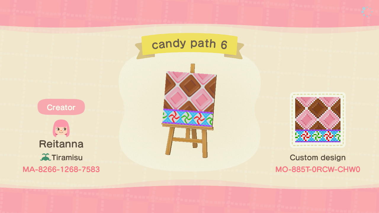 Animal Crossing Design Code: MO-885T-0RCW-CHW0 candy path 6
