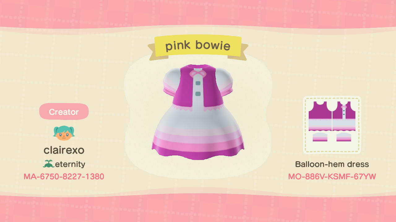Animal Crossing Design Code: MO-886V-KSMF-67YW Pink bowie