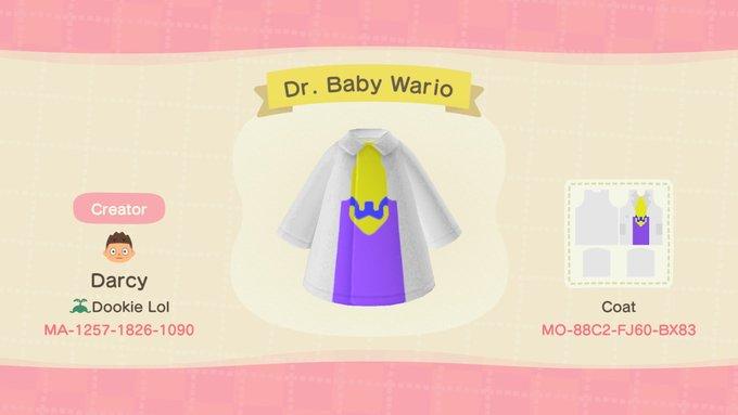 Animal Crossing Design Code: MO-88C2-FJ60-BX83 Dr. Baby Wario