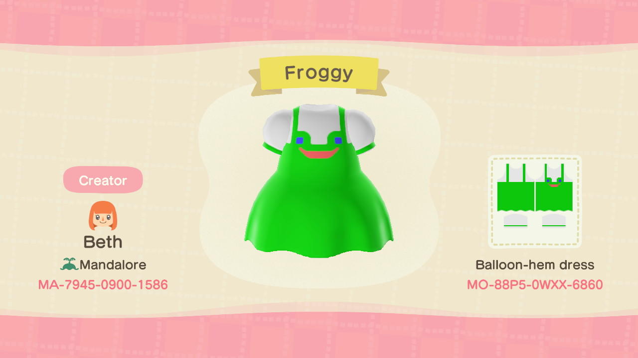 Animal Crossing Design Code: MO-88P5-0WXX-6860 Froggy