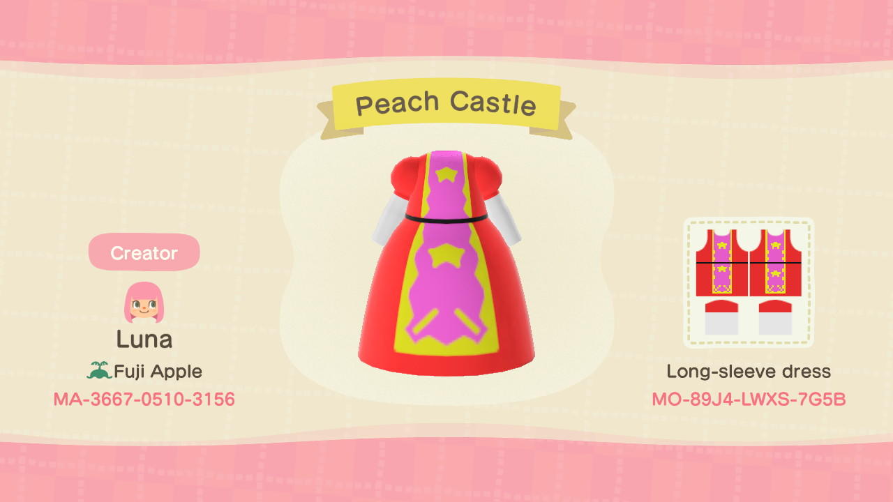 Animal Crossing Design Code: MO-89J4-LWXS-7G5B Peach Castle