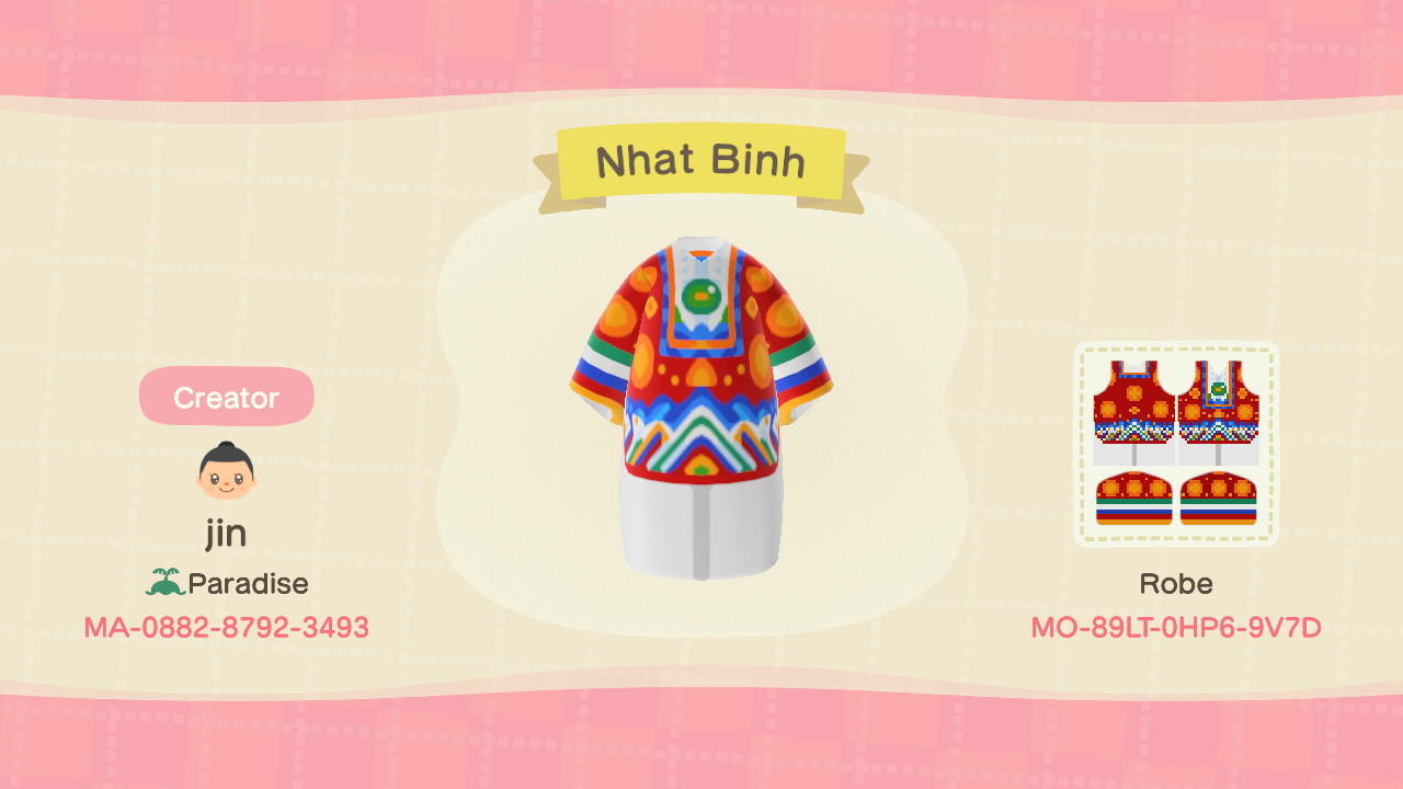 Animal Crossing Design Code: MO-89LT-0HP6-9V7D Ao dai - Nhat Binh