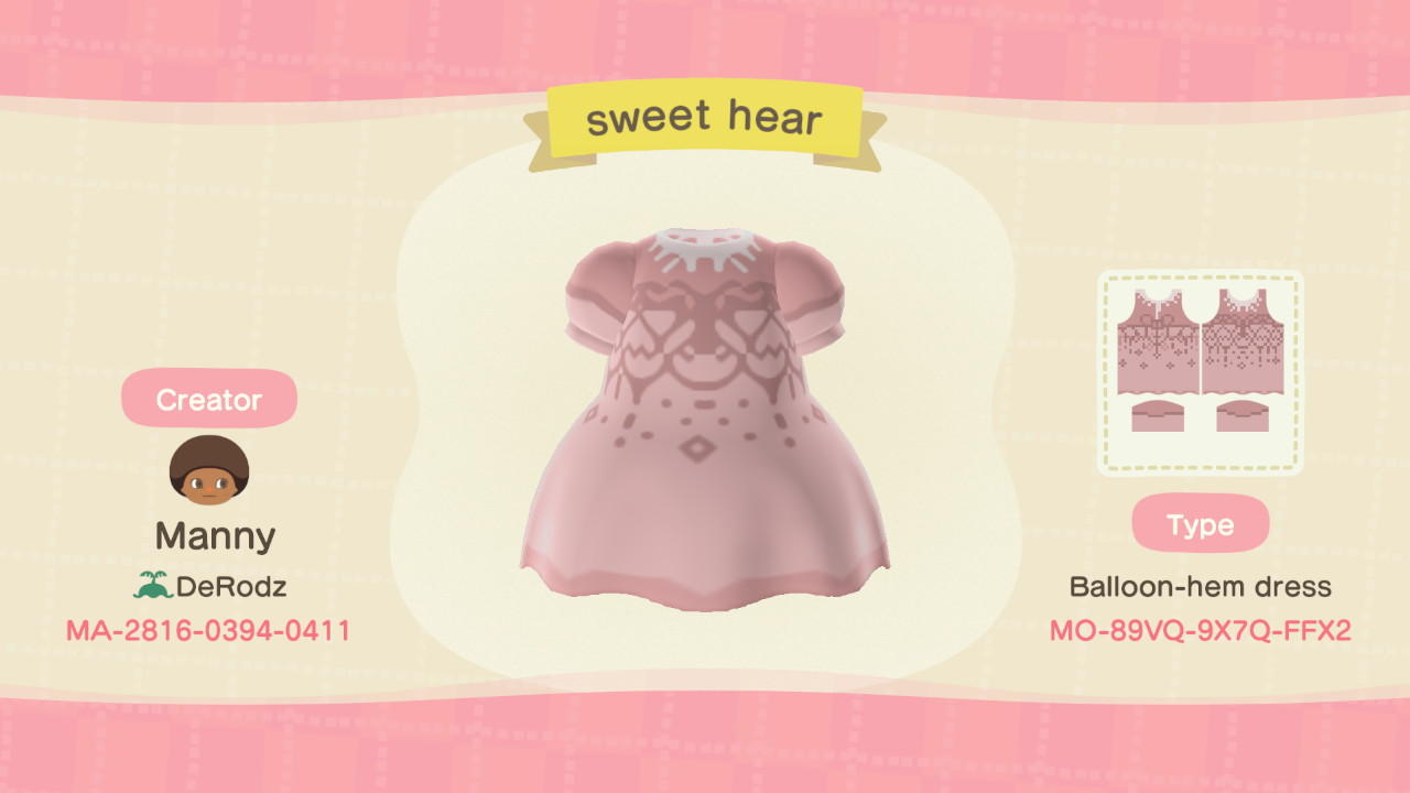 Animal Crossing Design Code: MO-89VQ-9X7Q-FFX2 Sweet Heart