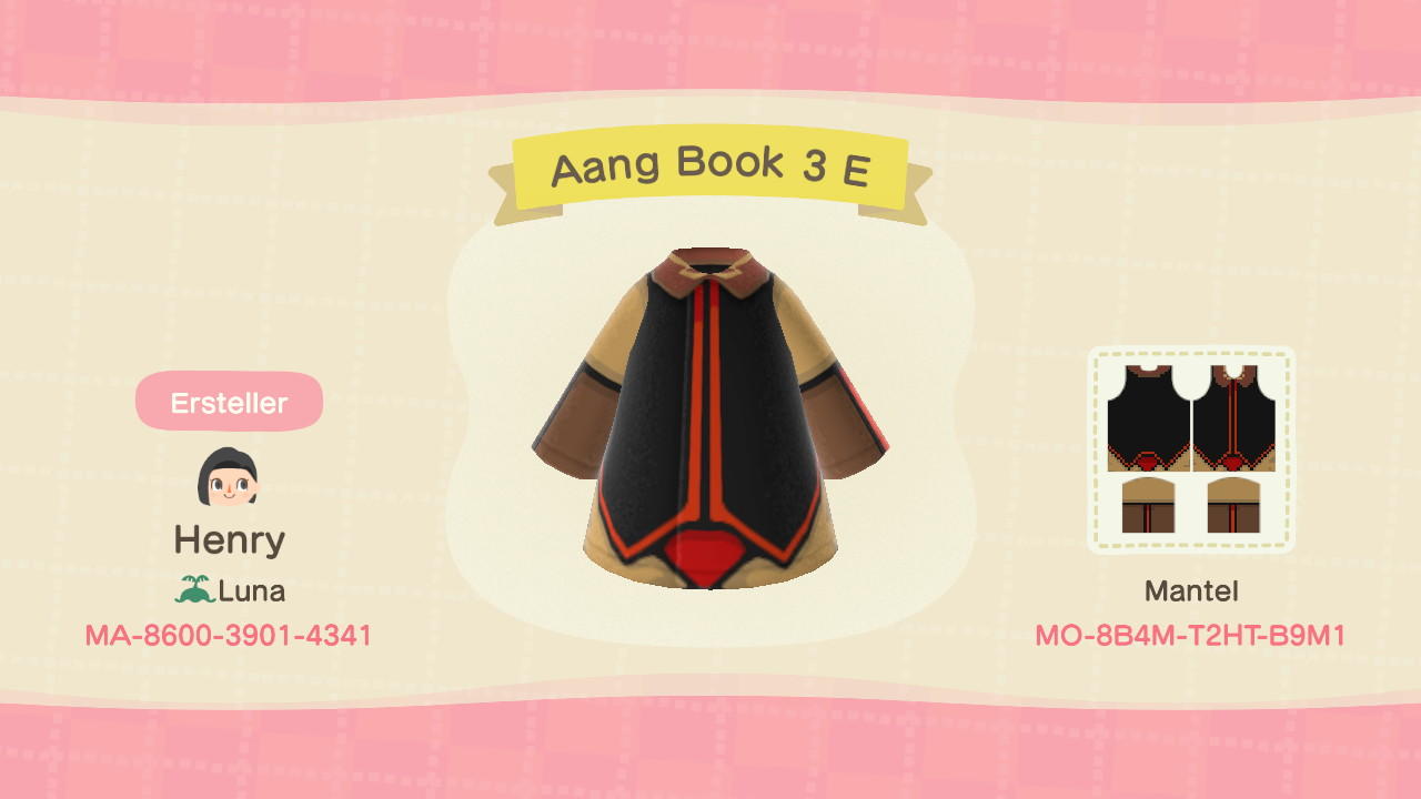 Animal Crossing Design Code: MO-8B4M-T2HT-B9M1 Avatar Aang Book 3