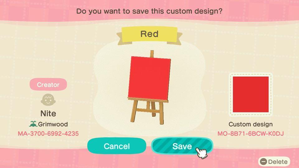 Animal Crossing Design Code: MO-8B71-6BCW-K0DJ Red