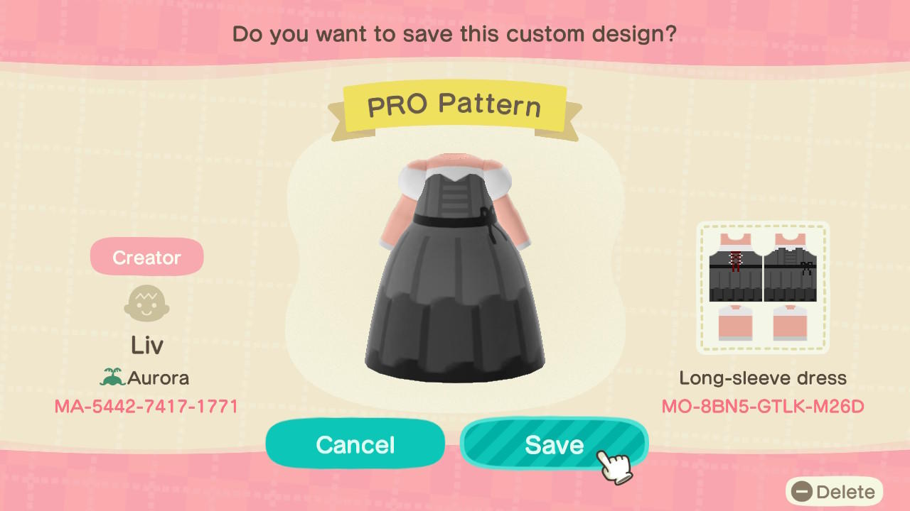 Animal Crossing Design Code: MO-8BN5-GTLK-M26D PRO Pattern