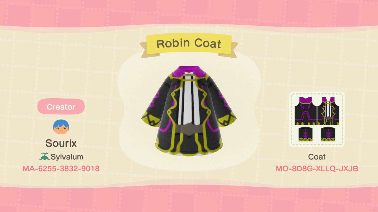 Animal Crossing Design Code: MO-8D8G-XLLQ-JXJB FE Robin Coat