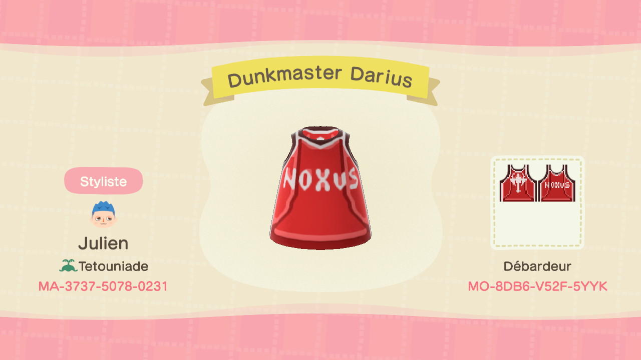 Animal Crossing Design Code: MO-8DB6-V52F-5YYK Dunkmaster Darius