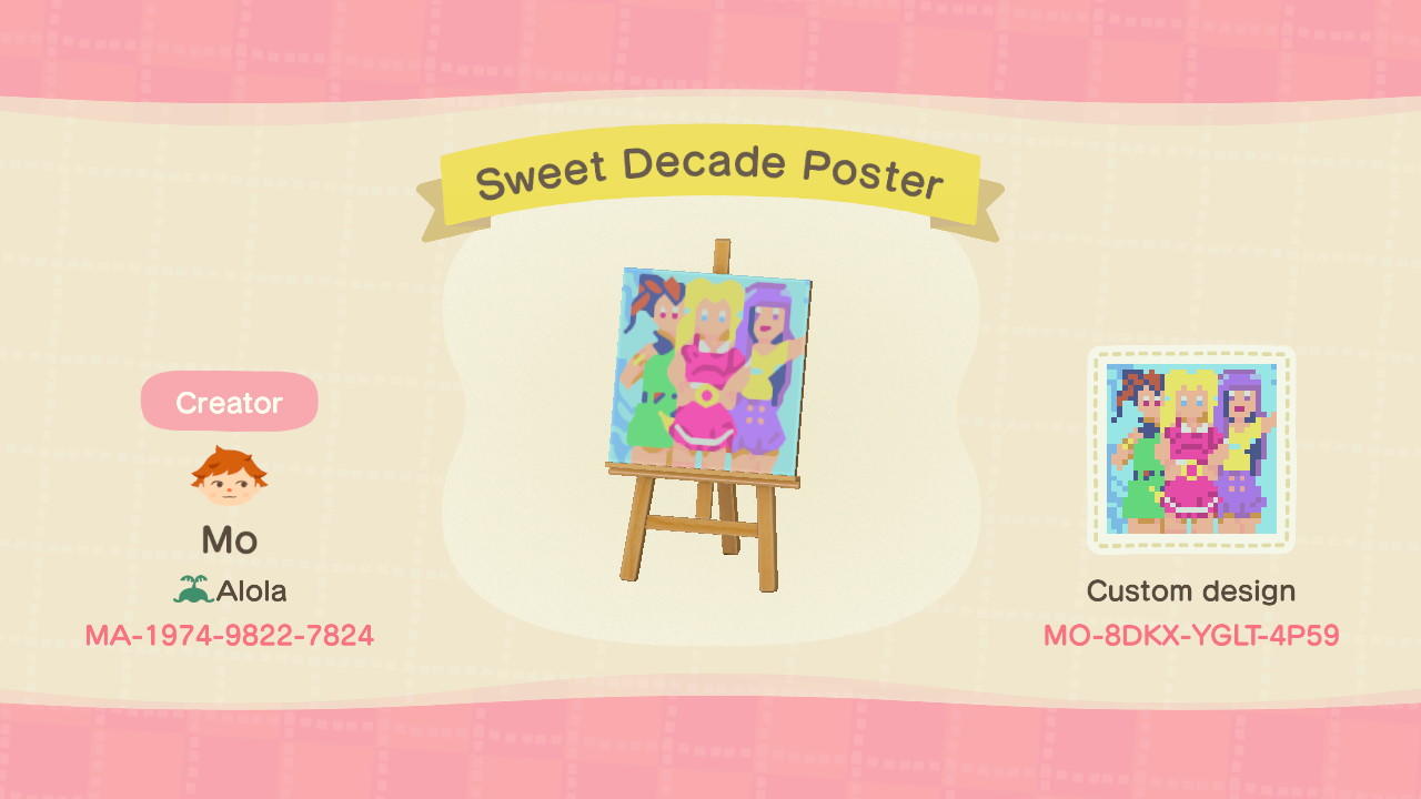 Animal Crossing Design Code: MO-8DKX-YGLT-4P59 Sweet Decade