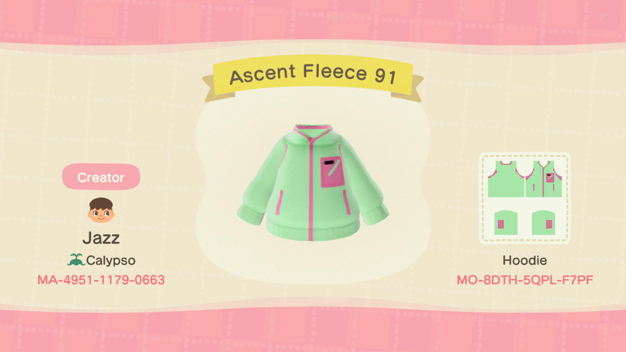 Animal Crossing Design Code: MO-8DTH-5QPL-F7PF Ascent Fleece 91