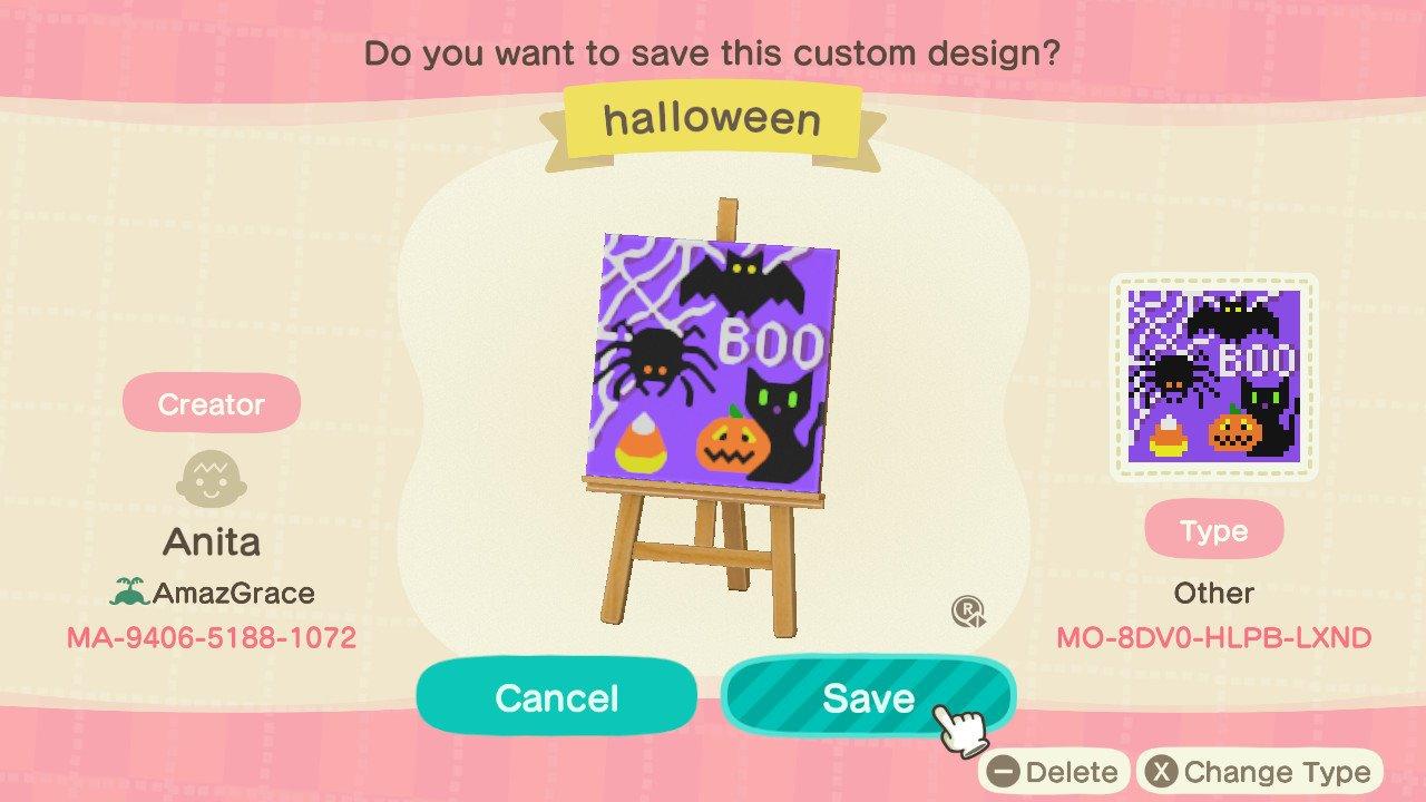 Animal Crossing Design Code: MO-8DV0-HLPB-LXND Halloween