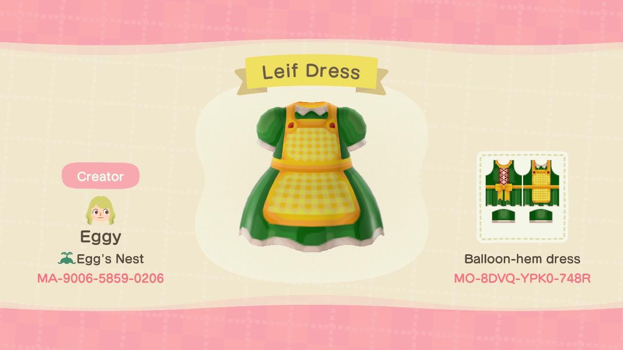 Animal Crossing Design Code: MO-8DVQ-YPK0-748R Leif Dress