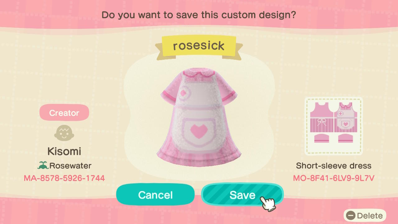 Animal Crossing Design Code: MO-8F41-6LV9-9L7V rosesick