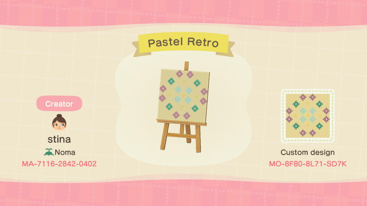 Animal Crossing Design Code: MO-8F80-8L71-SD7K Pastel Retro