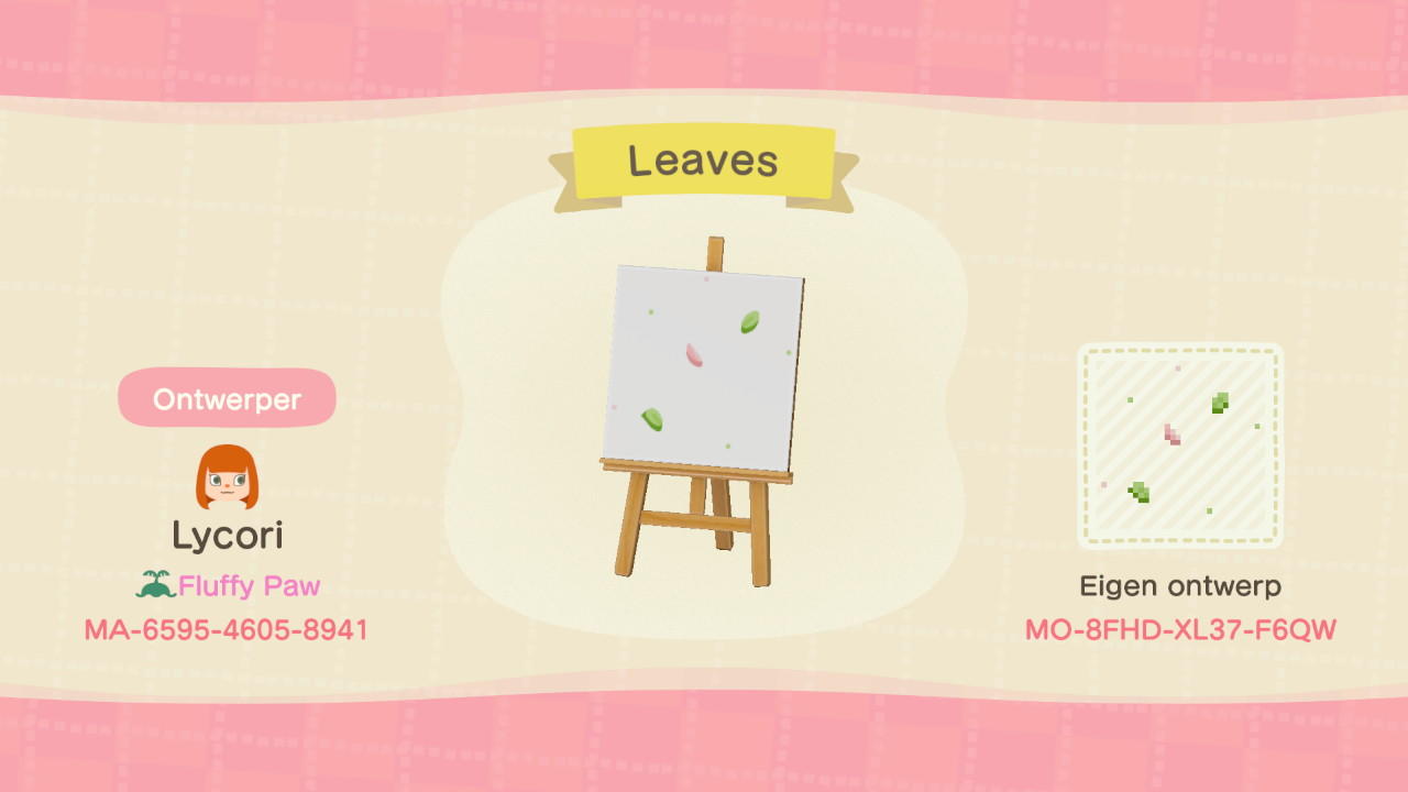 Animal Crossing Design Code: MO-8FHD-XL37-F6QW Leaves