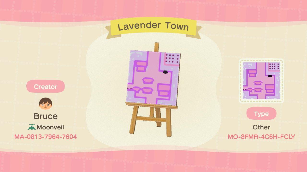 Animal Crossing Design Code: MO-8FMR-4C6H-FCLY Lavender Town