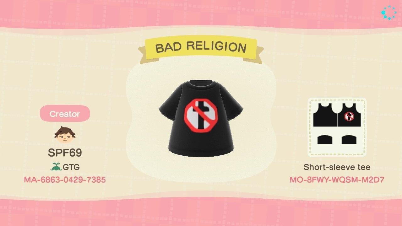 Animal Crossing Design Code: MO-8FWY-WQSM-M2D7 Bad Religion