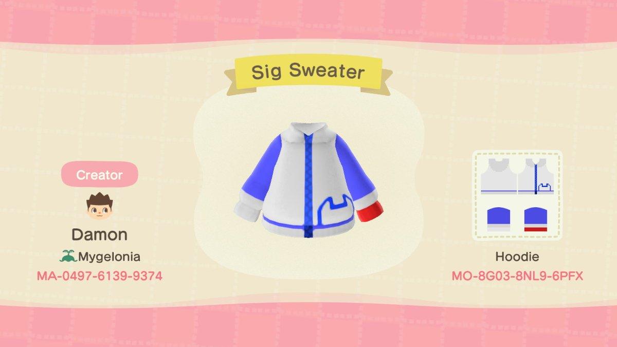 Animal Crossing Design Code: MO-8G03-8NL9-6PFX Sig Sweater