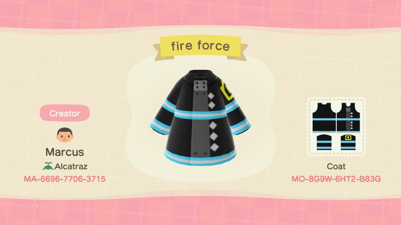 Animal Crossing Design Code: MO-8G9W-6HT2-B83G Fire Force Jacket
