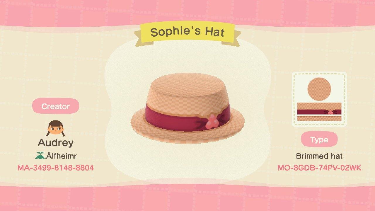 Animal Crossing Design Code: MO-8GDB-74PV-02WK Sophie's Hat