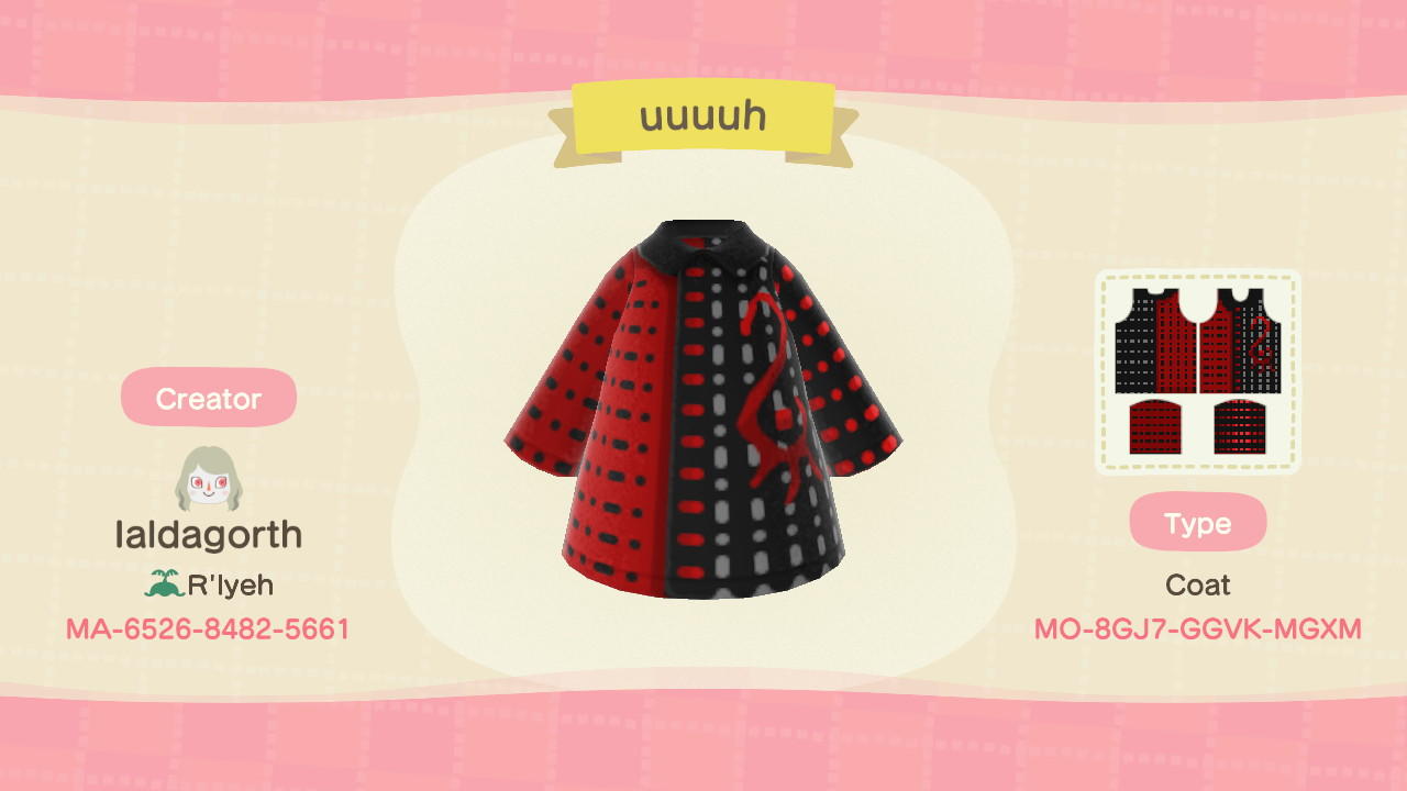 Animal Crossing Design Code: MO-8GJ7-GGVK-MGXM uuuuh