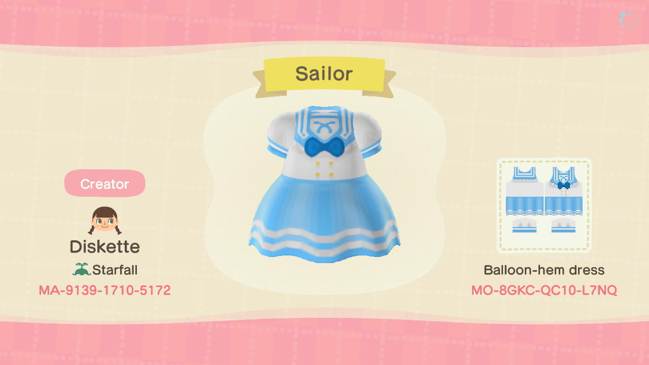 Animal Crossing Design Code: MO-8GKC-QC10-L7NQ Sailor