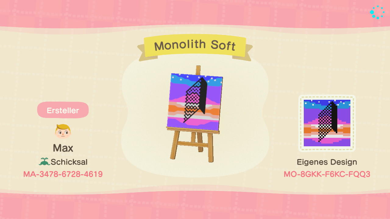 Animal Crossing Design Code: MO-8GKK-F6KC-FQQ3 Monolith Soft