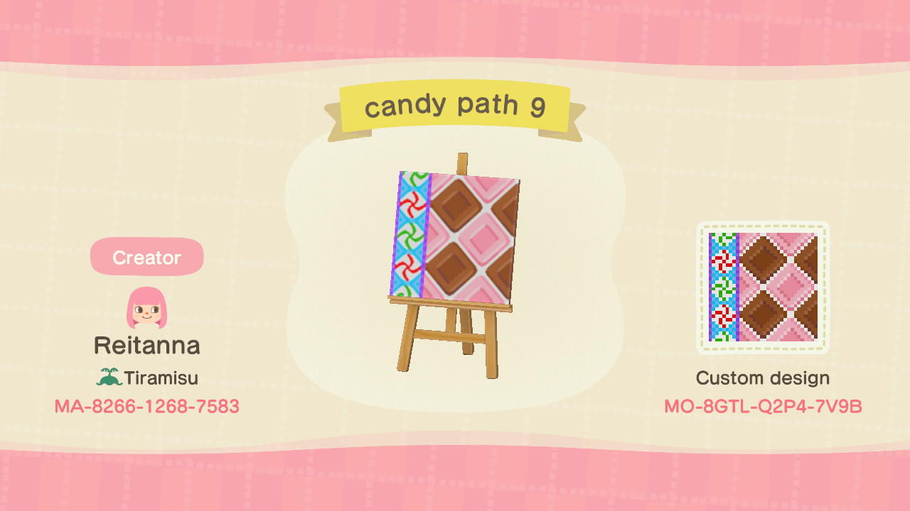 Animal Crossing Design Code: MO-8GTL-Q2P4-7V9B candy path 9