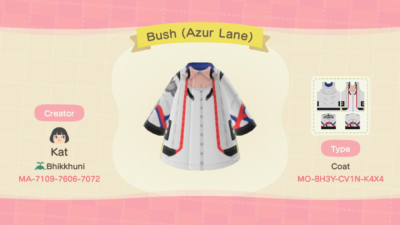 Animal Crossing Design Code: MO-8H3Y-CV1N-K4X4 USS Bush (Azur Lane)