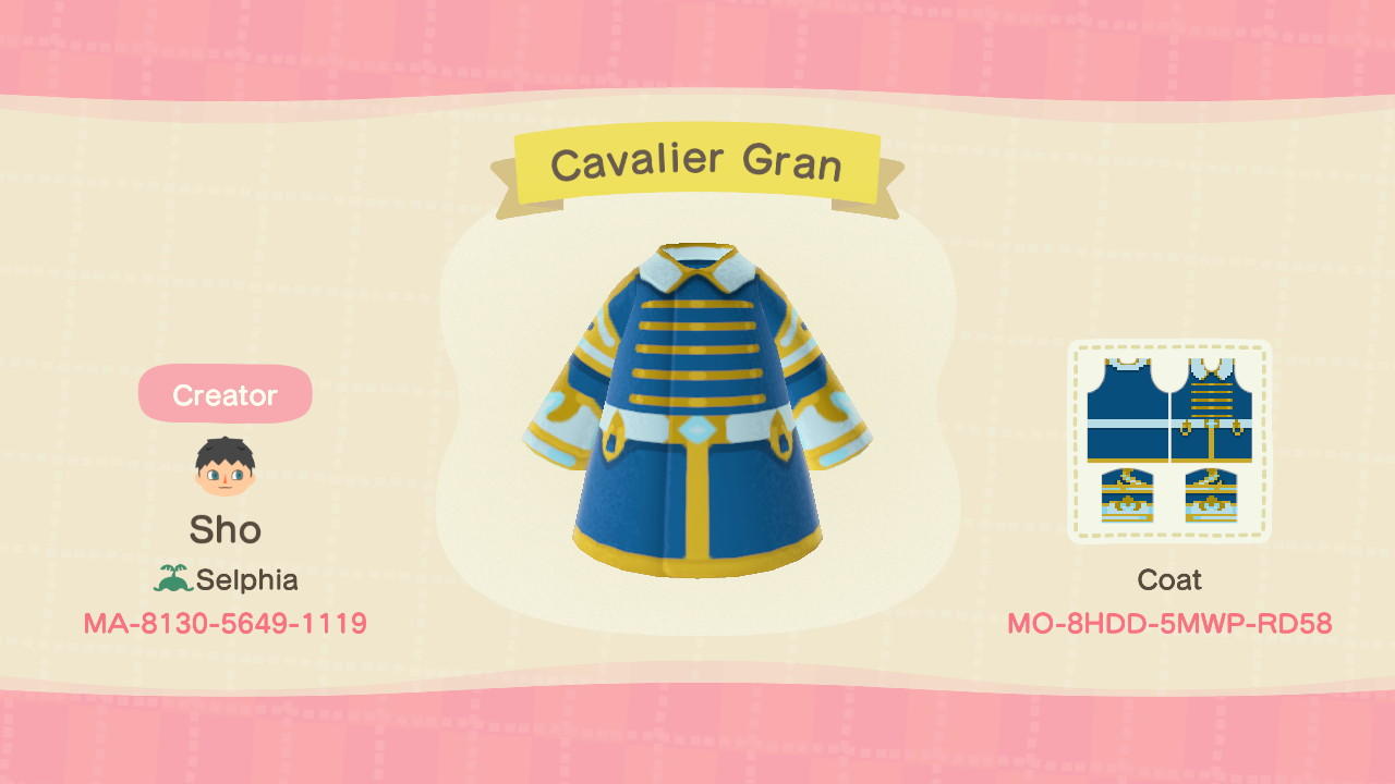 Animal Crossing Design Code: MO-8HDD-5MWP-RD58 Cavalier Gran