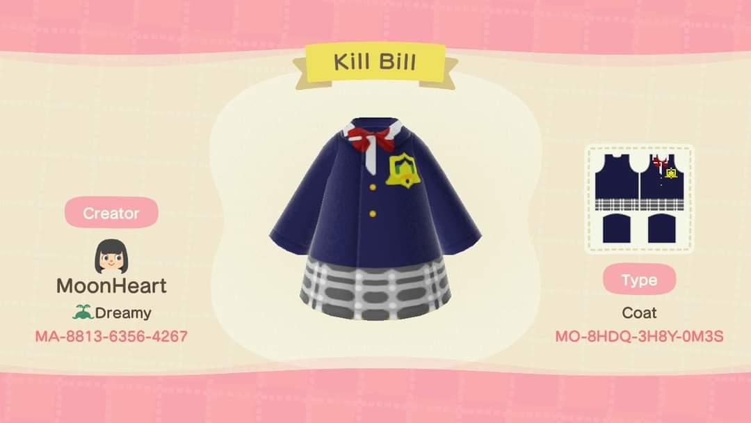 Animal Crossing Design Code: MO-8HDQ-3H8Y-0M3S Kill Bill GogoYubari