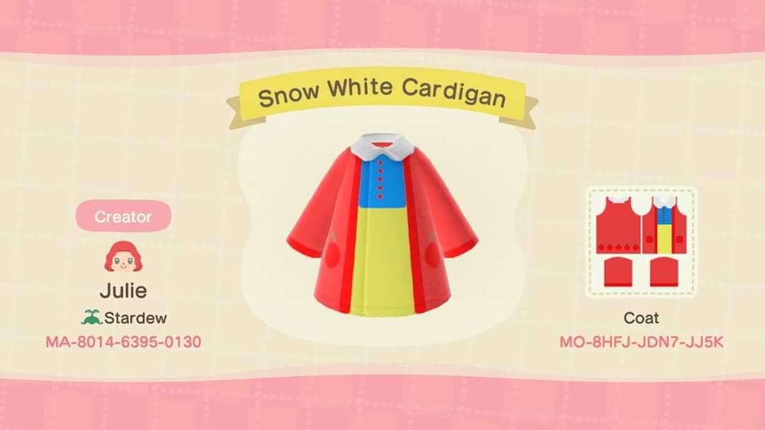 Animal Crossing Design Code: MO-8HFJ-JDN7-JJ5K Snow White Cardigan