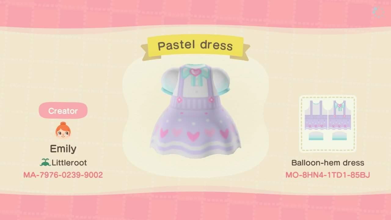 Animal Crossing Design Code: MO-8HN4-1TD1-85BJ Pastel Dress