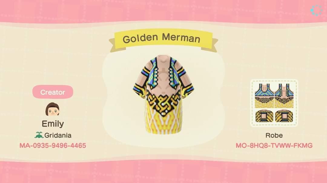 Animal Crossing Design Code: MO-8HQ8-TVWW-FKMG Golden Merman