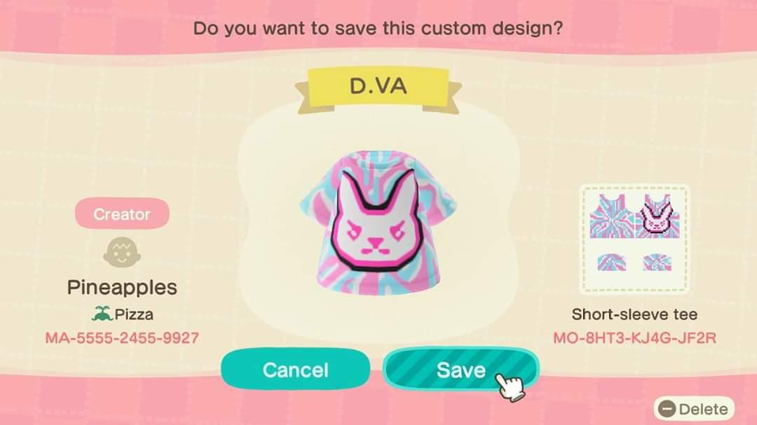 Animal Crossing Design Code: MO-8HT3-KJ4G-JF2R D. VA