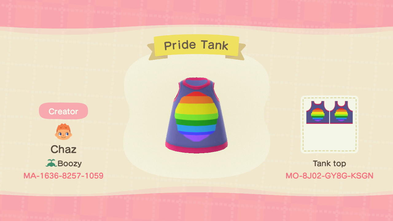 Animal Crossing Design Code: MO-8J02-GY8G-KSGN Pride Tank