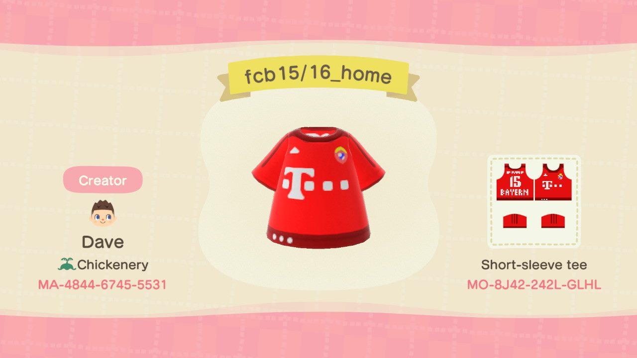 Animal Crossing Design Code: MO-8J42-242L-GLHL FC Bayern 15/16 Home