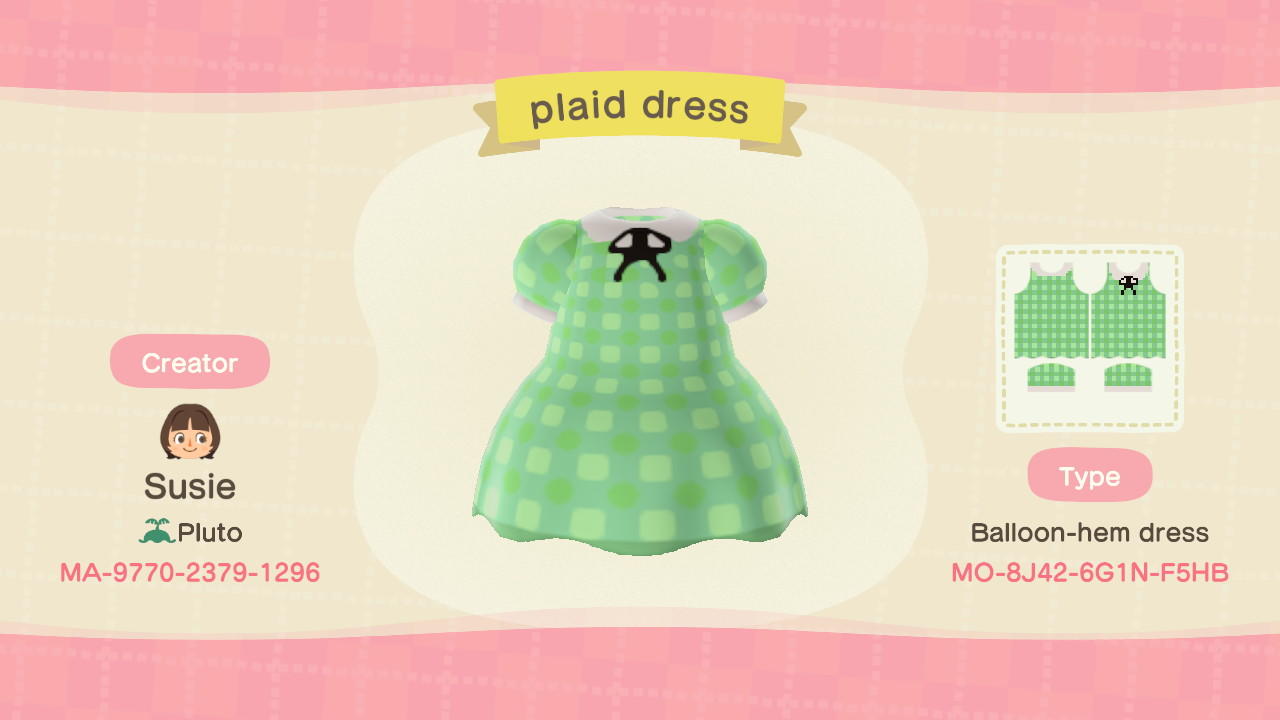 Animal Crossing Design Code: MO-8J42-6G1N-F5HB plaid dress