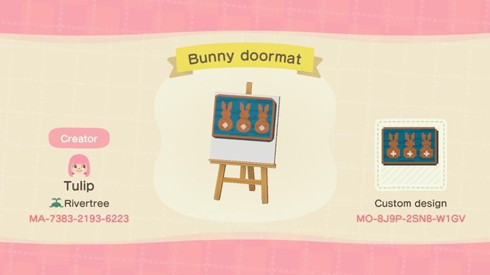 Animal Crossing Design Code: MO-8J9P-2SN8-W1GV Bunny doormat