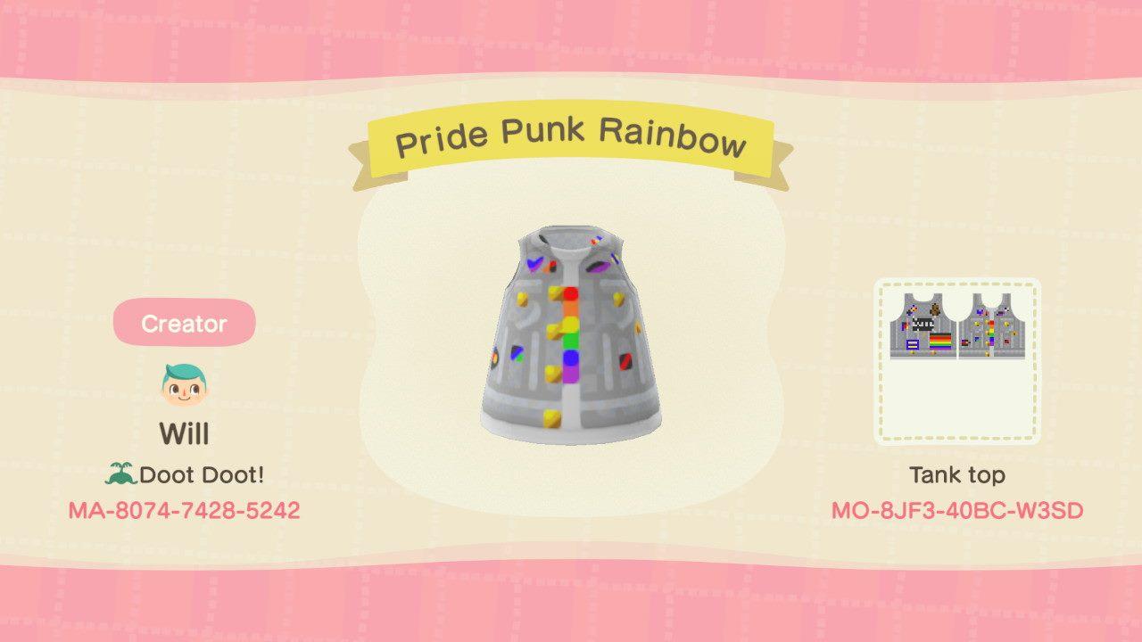 Animal Crossing Design Code: MO-8JF3-40BC-W3SD Pride Punk Rainbow