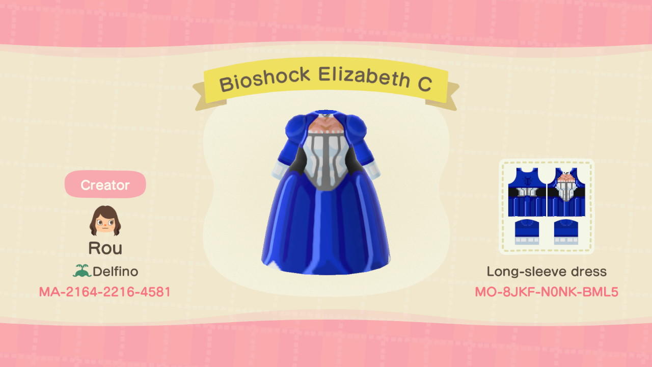 Animal Crossing Design Code: MO-8JKF-N0NK-BML5 Elizabeth Bioshock C