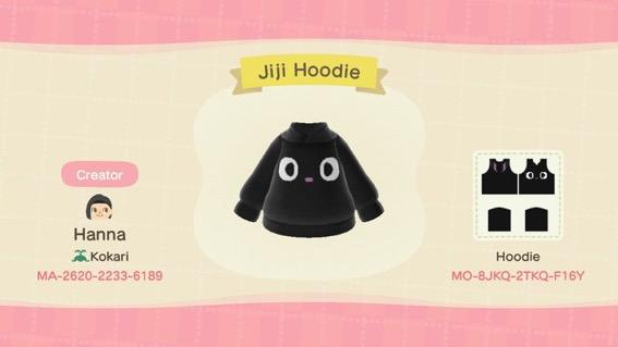 Animal Crossing Design Code: MO-8JKQ-2TKQ-F16Y Jiji Hoodie