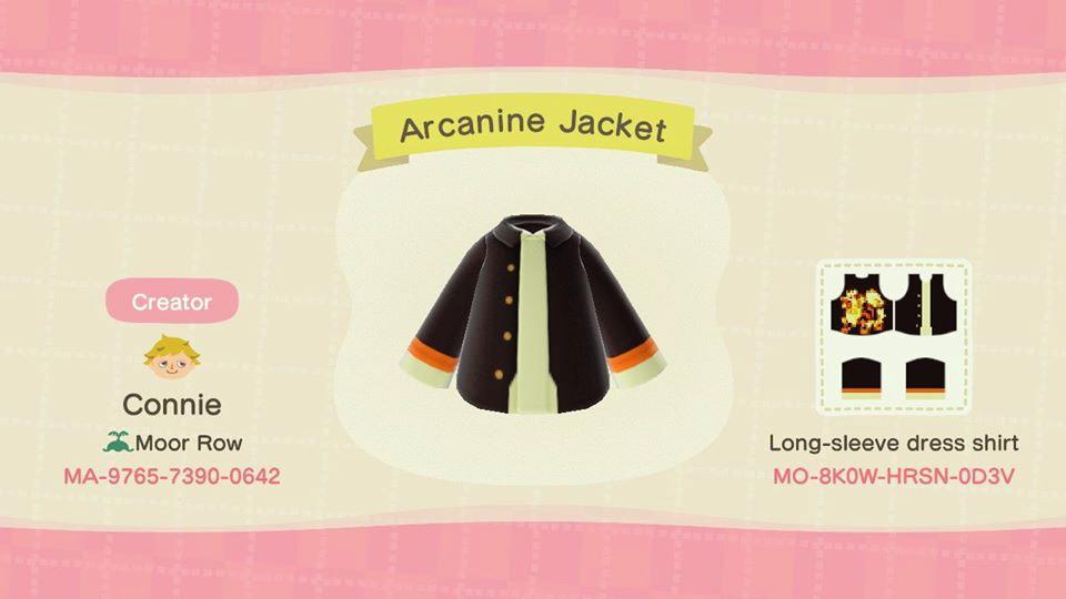 Animal Crossing Design Code: MO-8K0W-HRSN-0D3V Arcanine Jacket